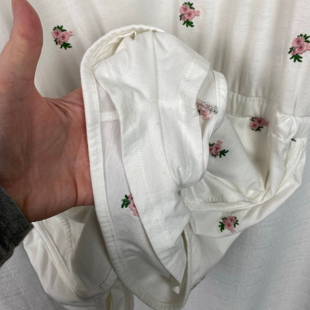 Spiritual Gangster White&Pink Embroidered Floral Perfect Lounge Romper Sz.M - Picture 11 of 13